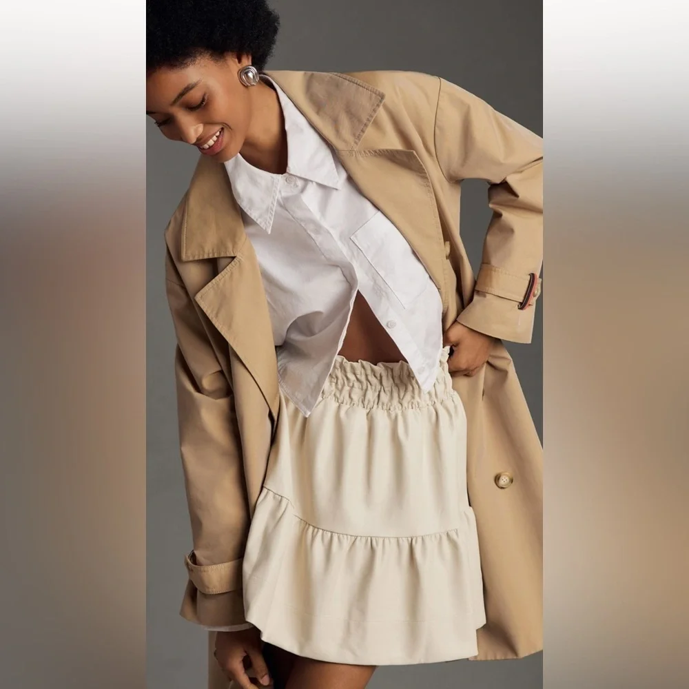 Anthropologie The Somerset Mini Skirt: Faux Leather off white - Picture 2 of 11